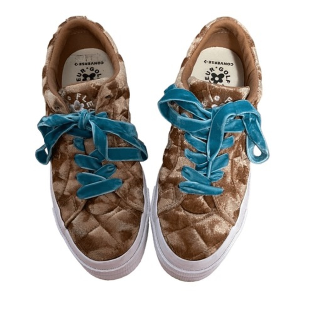 Converse Golf Le Fleur One Star Quilted Velvet Brown Sugar Teal Size 8
